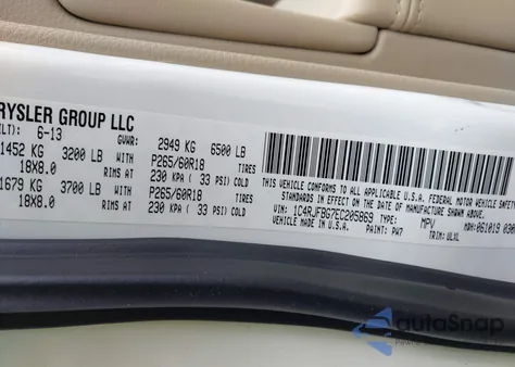 2014 Jeep Grand Cherokee Limited from USA, damaged, VIN 1C4RJFBG7EC205869